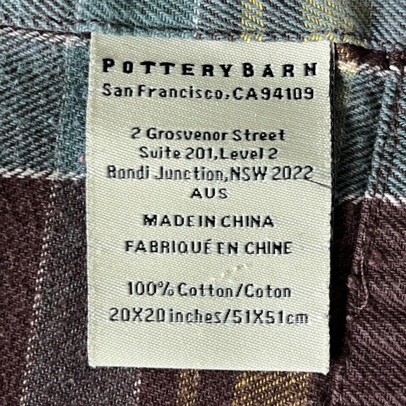 Pottery Barn Set of 5 Plaid 100% Cotton Napkins 20x20 Brown Blue Preppy Academia - Picture 6 of 7